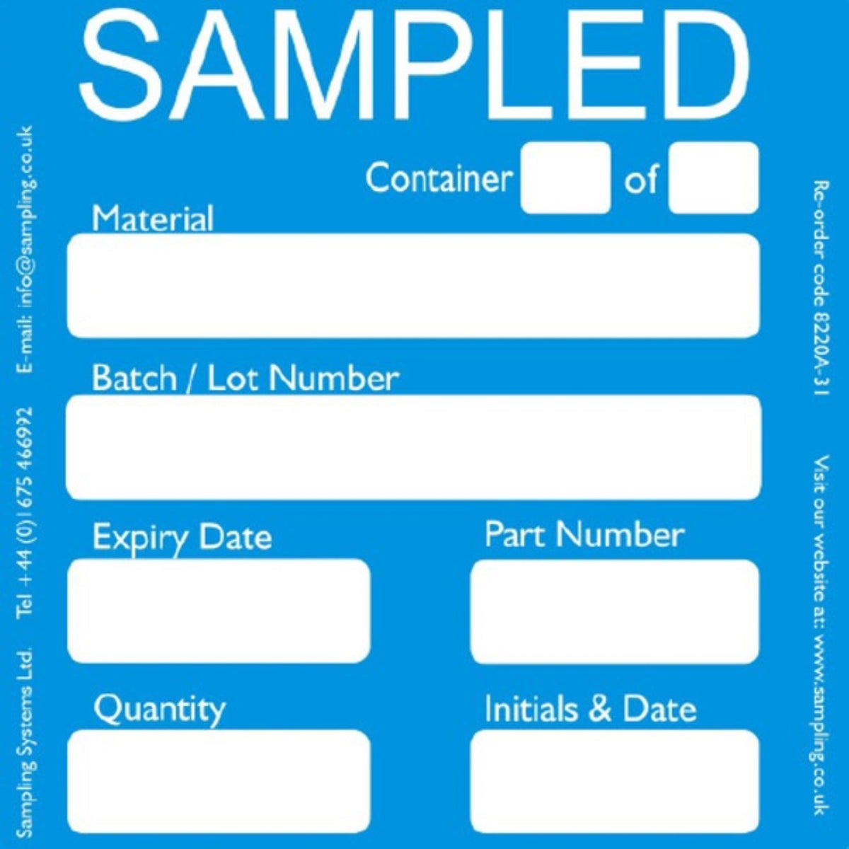 Uniform Sample Description Label Laboratory Sampling
